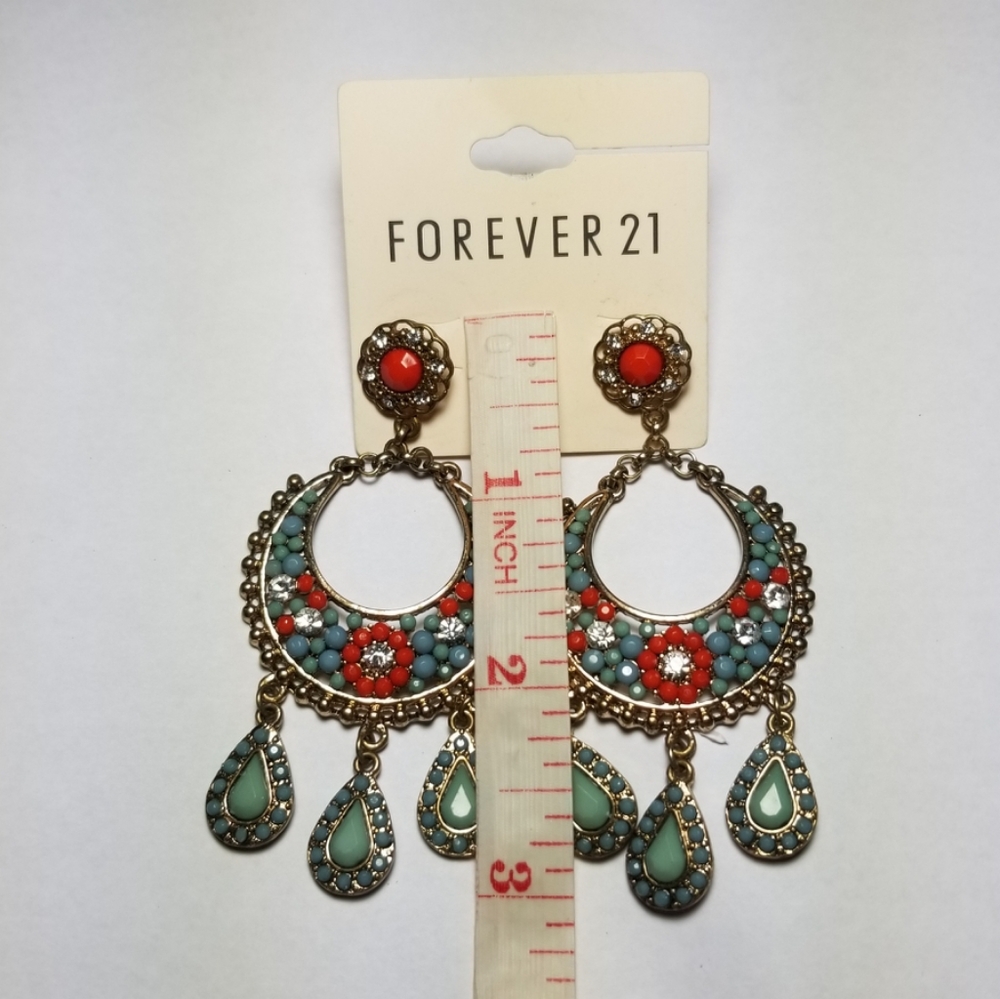FOREVER 21 CHANDELIER MANDALA BEADS PIERCE EARRING - Picture 6 of 8
